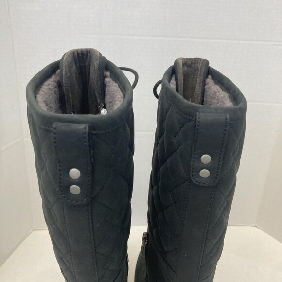 NEW UGG Elsa Quilted Leather / Lamb Wool Lace Up Tall Boots 9.5 Black 1013484 - Picture 12 of 16